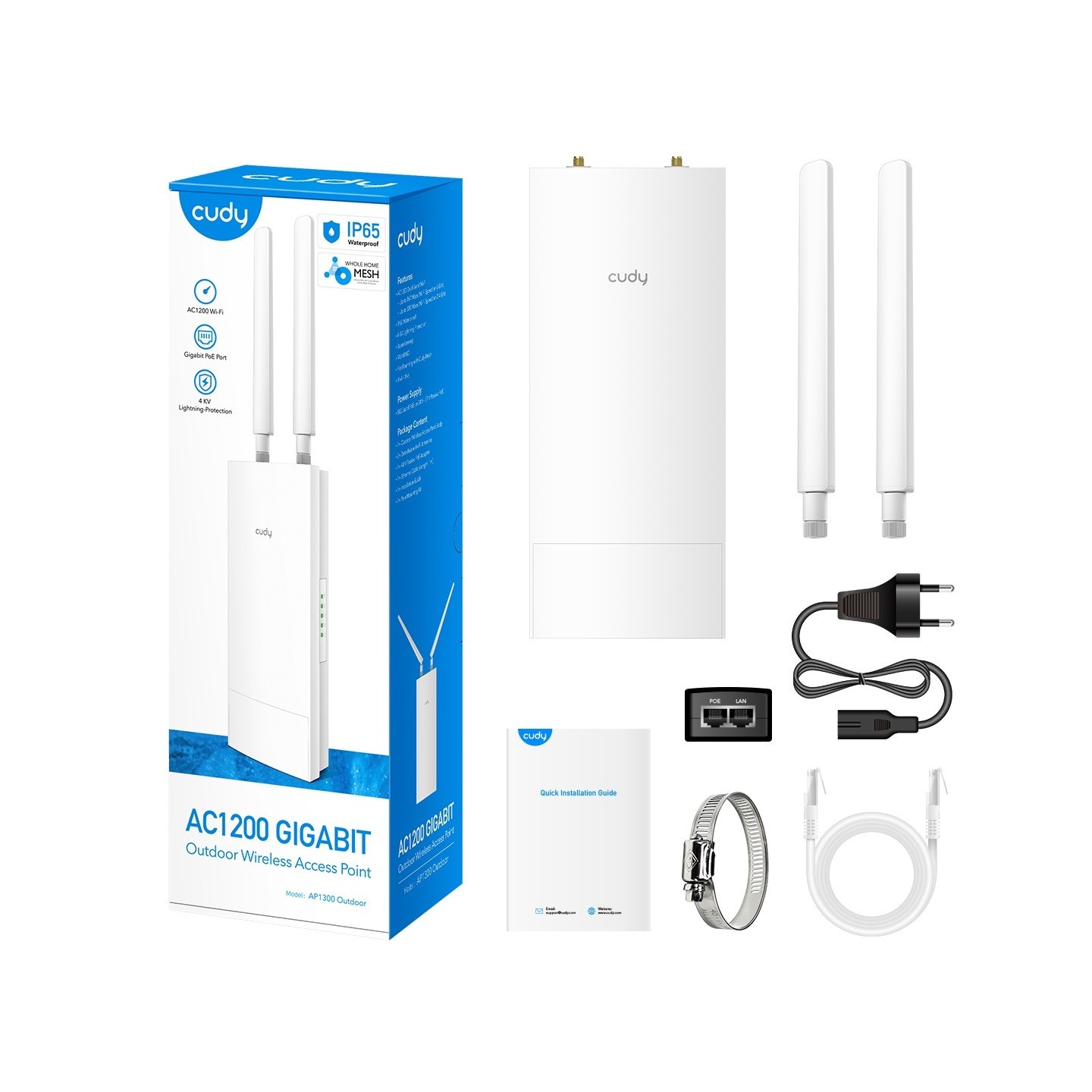 Cudy Access Point Outdoor - AP1300-OUTDOOR - AC1200 Gigabit Wi-Fi 5 Mesh — Buy in Cyprus with Fast Delivery