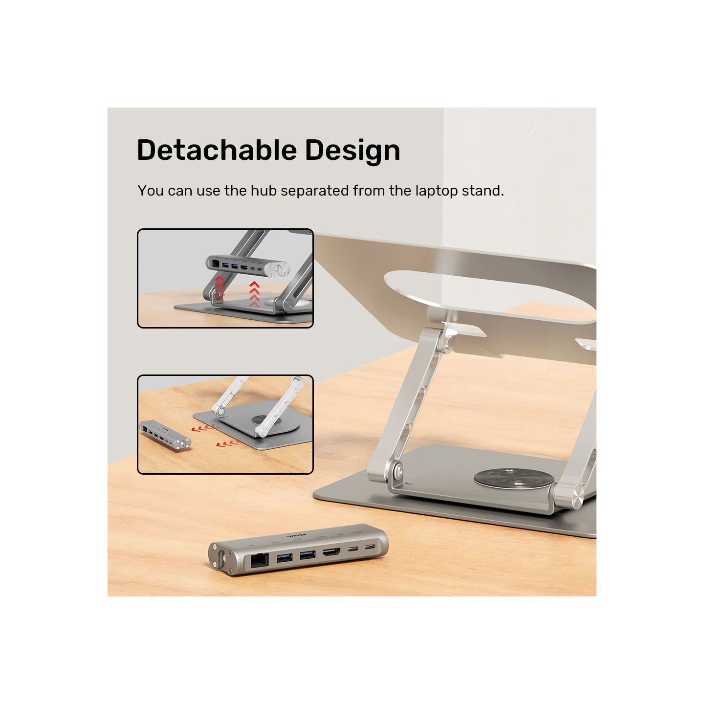 Unitek Laptop Stand with USB Hub - D1109B - 4K30Hz HDMI + FE Lan + PD100W — Buy in Cyprus with Fast Delivery
