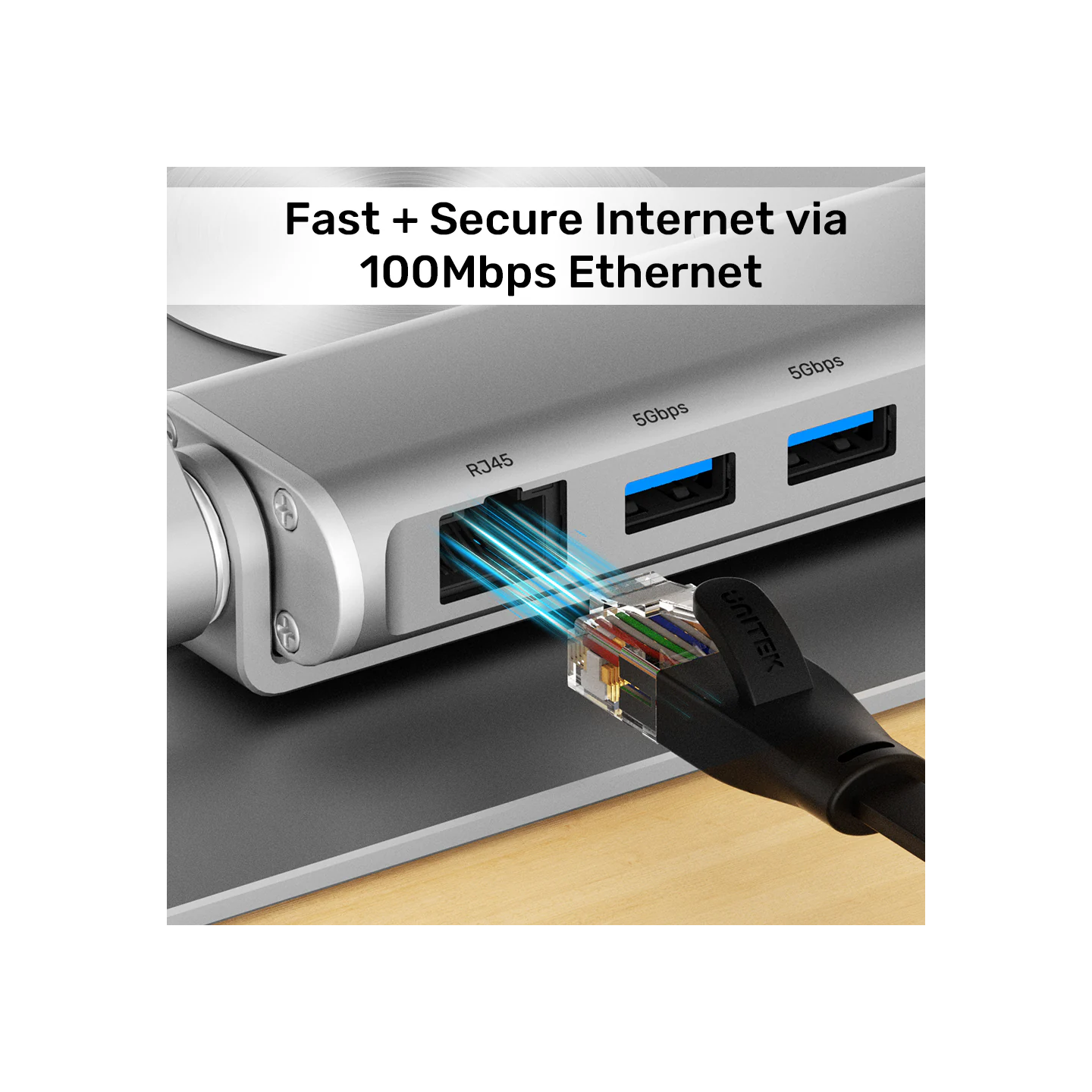 Unitek Laptop Stand with USB Hub - D1109B - 4K30Hz HDMI + FE Lan + PD100W — Buy in Cyprus with Fast Delivery