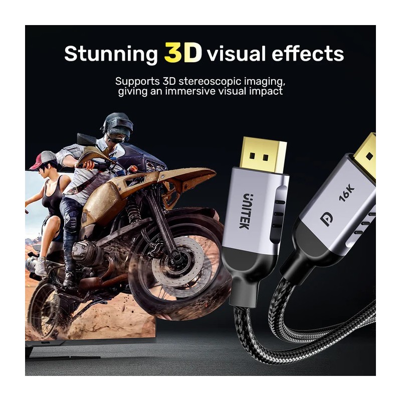 Buy Unitek DisplayPort 2.1 Cable - C1626GY01-3M - 8K 120Hz 3.0m in Cyprus, Nicosia, Limassol, Larnaka, Pafos