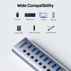 Unitek H1315B 10-in-1 USB-C Hub with Power Switches | 8x USB-A 2x USB-C — Armenius Store Cyprus