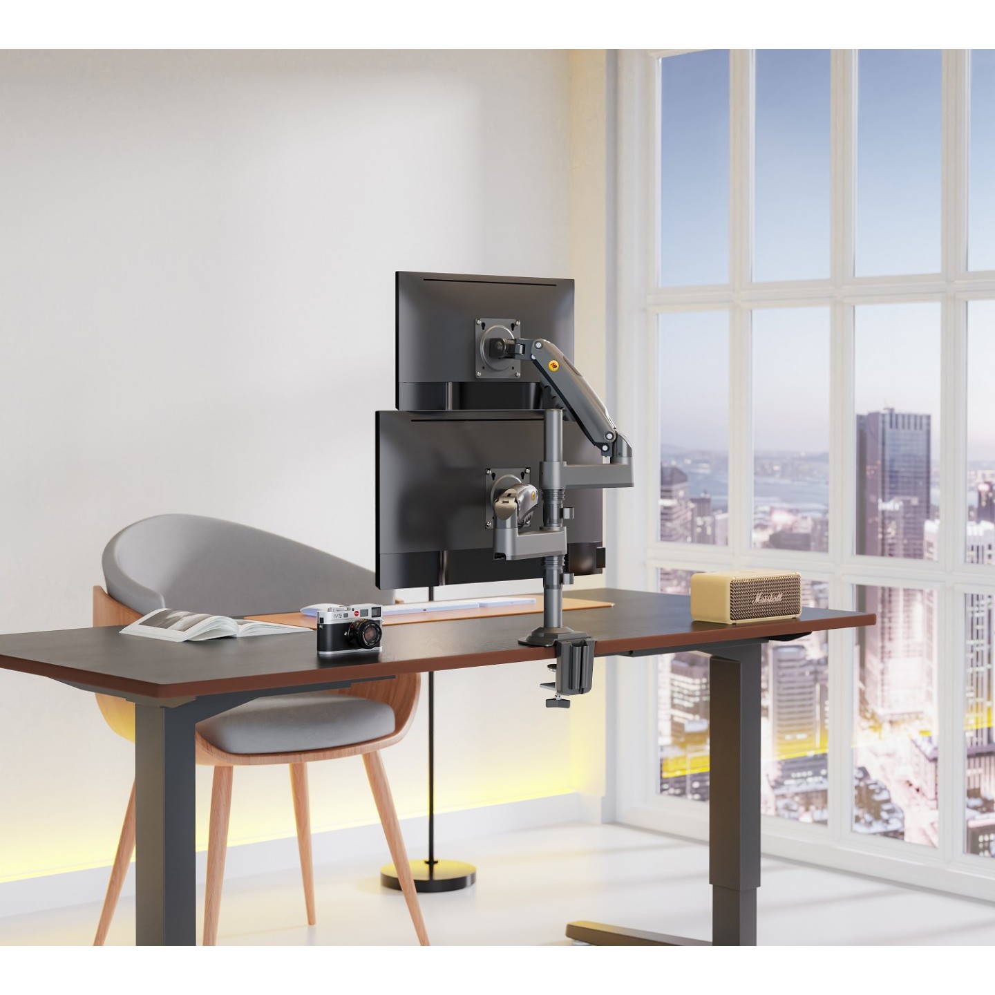 NBMounts NB-H180 Twin Arm Gas Desktop Monitor Mount (Boxed) — Buy in Cyprus with Fast Delivery