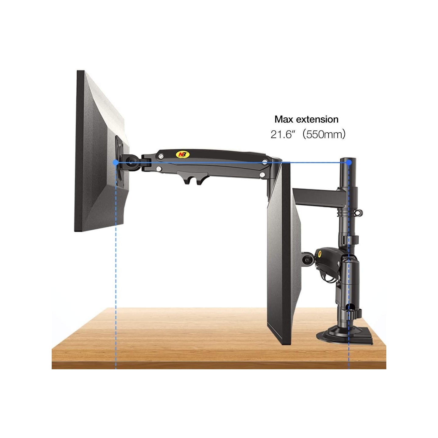 NBMounts NB-H180 Twin Arm Gas Desktop Monitor Mount (Boxed) — Buy in Cyprus with Fast Delivery