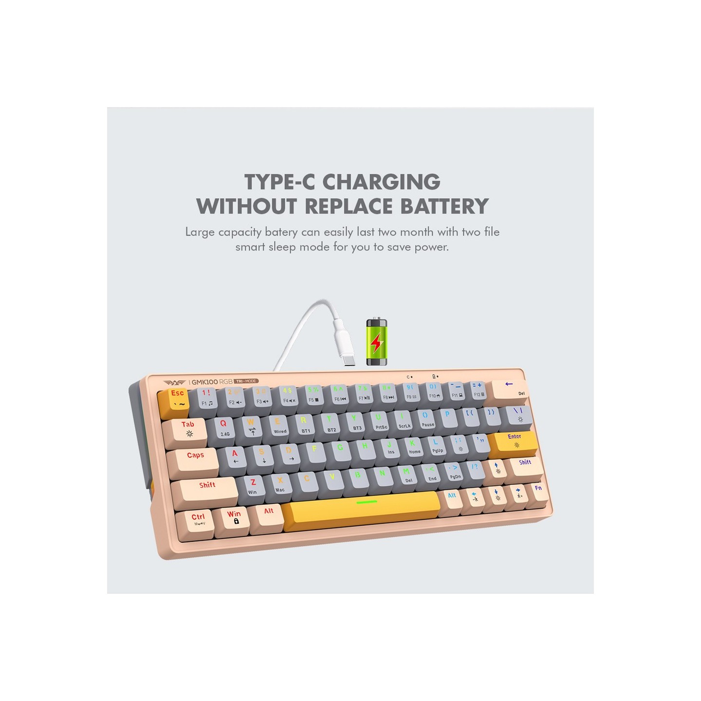 Armaggeddon GMK-100 Tri-Mode 63-Key Mechanical Gaming Keyboard - Red Linear (Boxed) — Buy in Cyprus with Fast Delivery