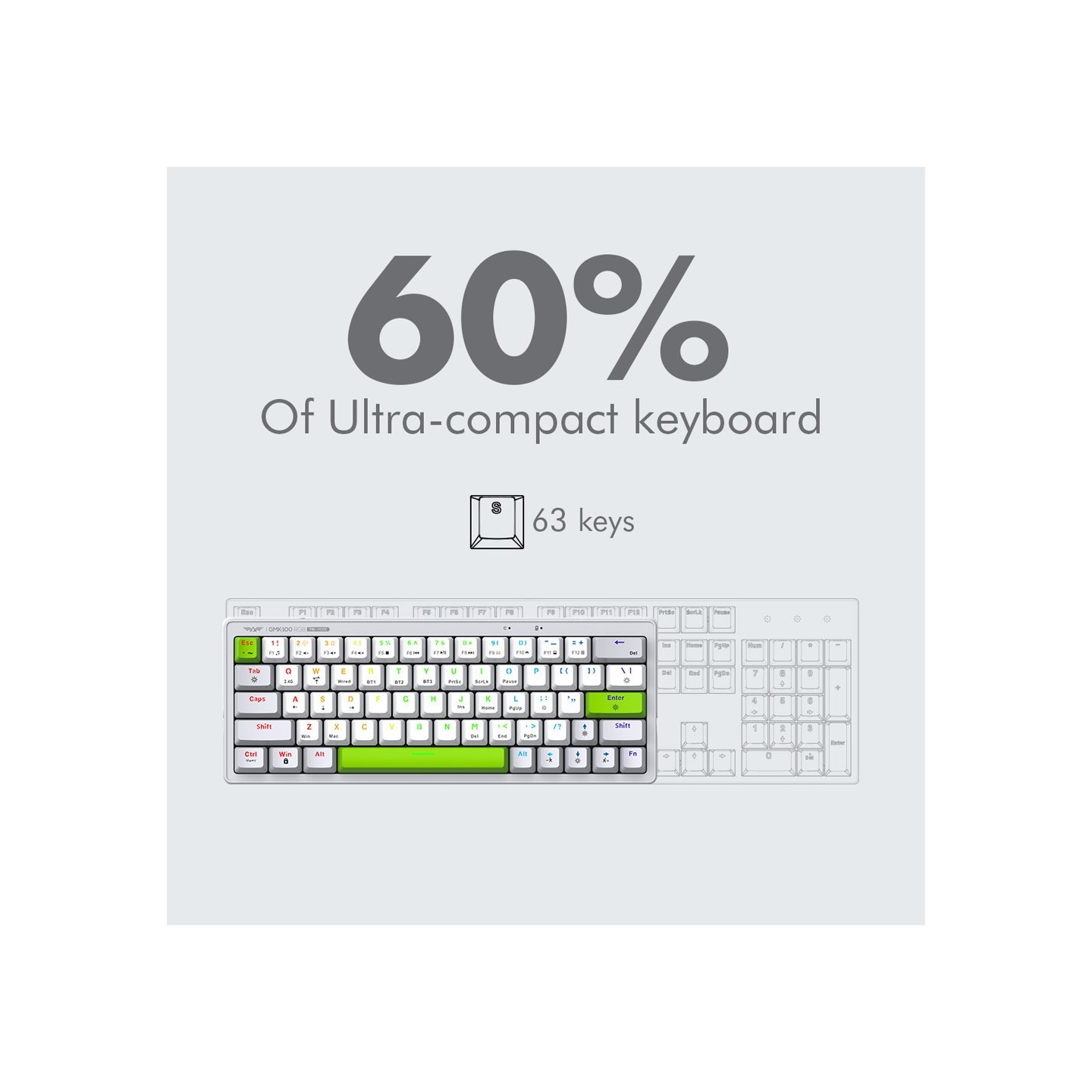 Armaggeddon GMK-100 Tri-Mode 63-Key Mechanical Gaming Keyboard - Red Linear (Boxed) — Buy in Cyprus with Fast Delivery