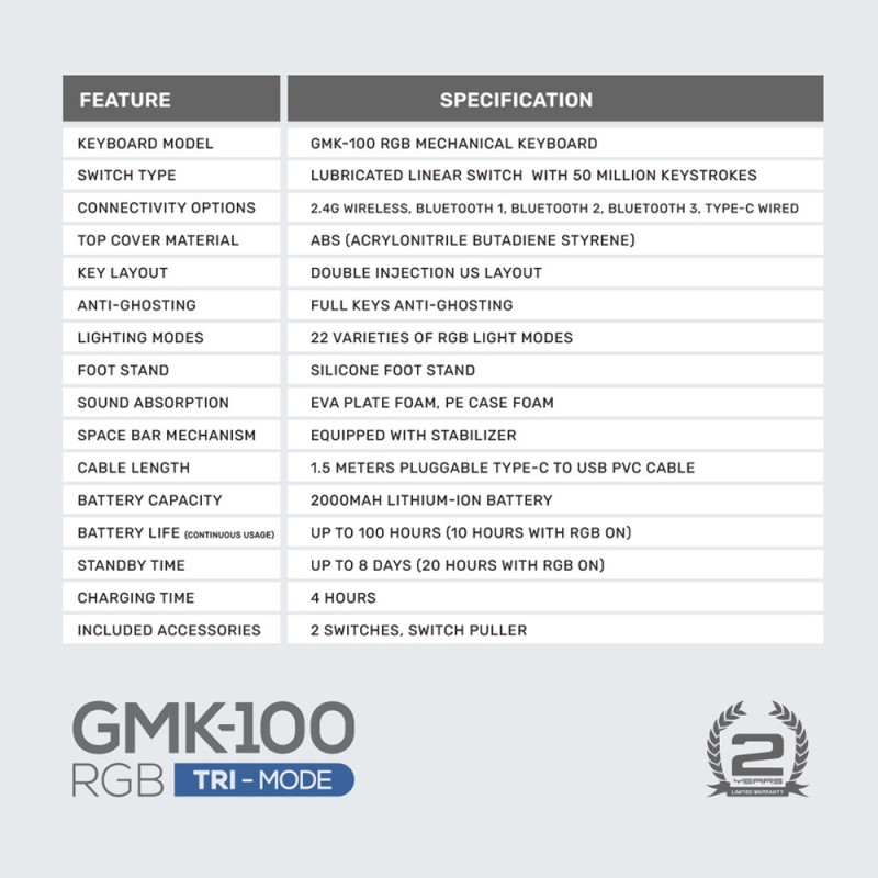 Buy Armaggeddon Mechanical Gaming Keyboard - GMK-100 - Tri-Mode (2.4GHz+BT+USB-C... in Cyprus, Nicosia, Limassol, Larnaka, Pafos