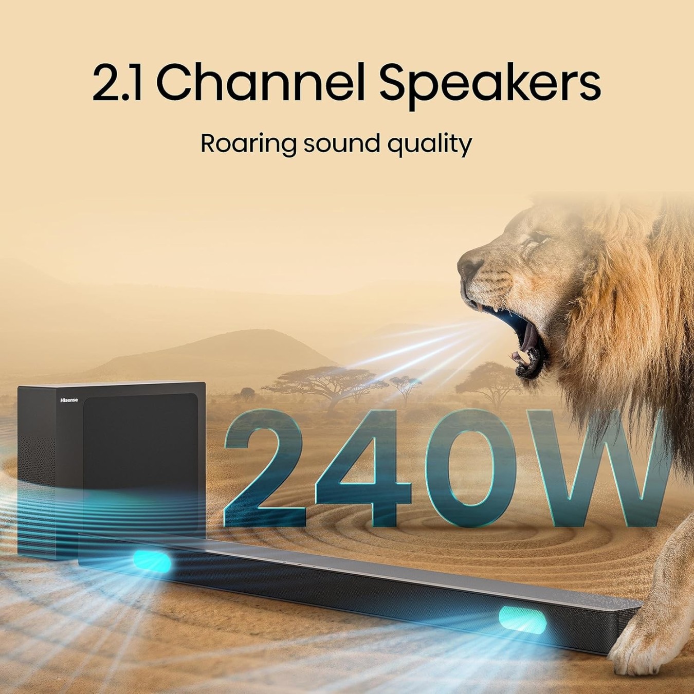 Hisense Soundbar - HS2100 - 2.1 CH 240W BT USB Optical — Buy in Cyprus with Fast Delivery