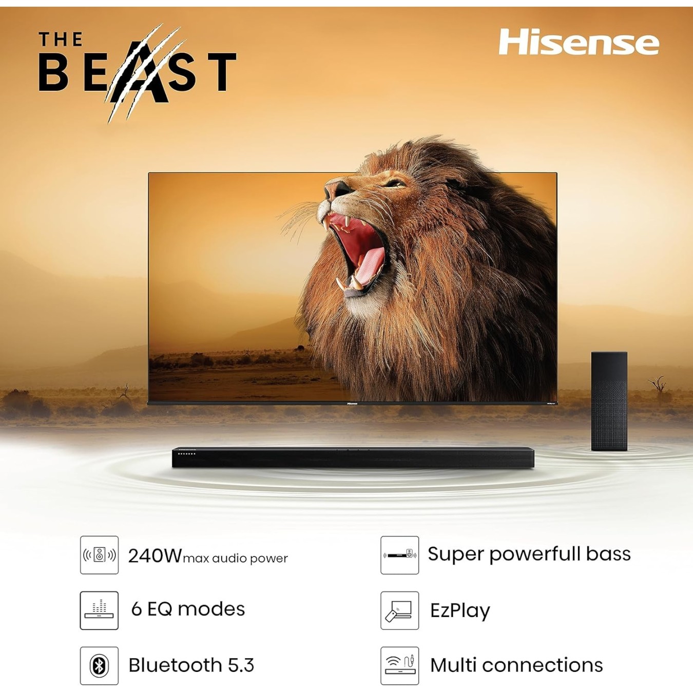 Hisense Soundbar - HS2100 - 2.1 CH 240W BT USB Optical — Buy in Cyprus with Fast Delivery
