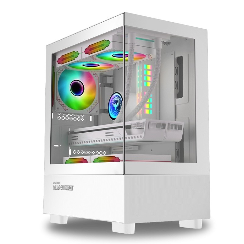 Armaggeddon Aquaron Duplex White Micro-ATX Gaming Case - 310mm VGA - 3x ARGB Fans (Boxed) — Buy in Cyprus with Fast Delivery