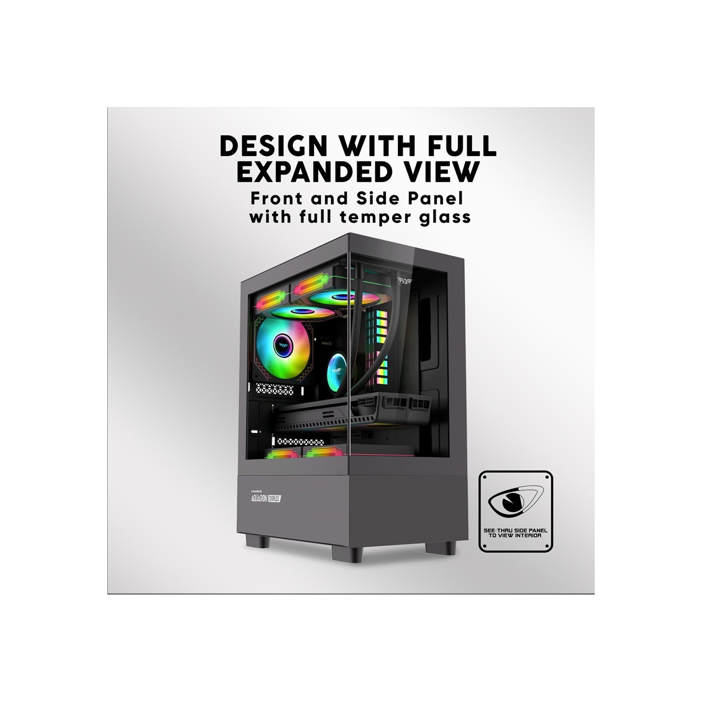 Armaggeddon Aquaron Duplex White Micro-ATX Gaming Case - 310mm VGA - 3x ARGB Fans (Boxed) — Buy in Cyprus with Fast Delivery