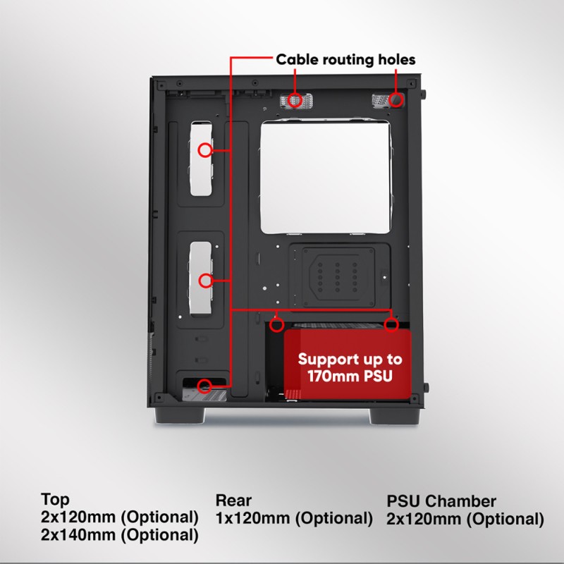 Buy Armaggeddon Gaming Case M-ATX AQUARON Duplex White - Bottom USB Ports-310mm VGA in Cyprus, Nicosia, Limassol, Larnaka, Pafos