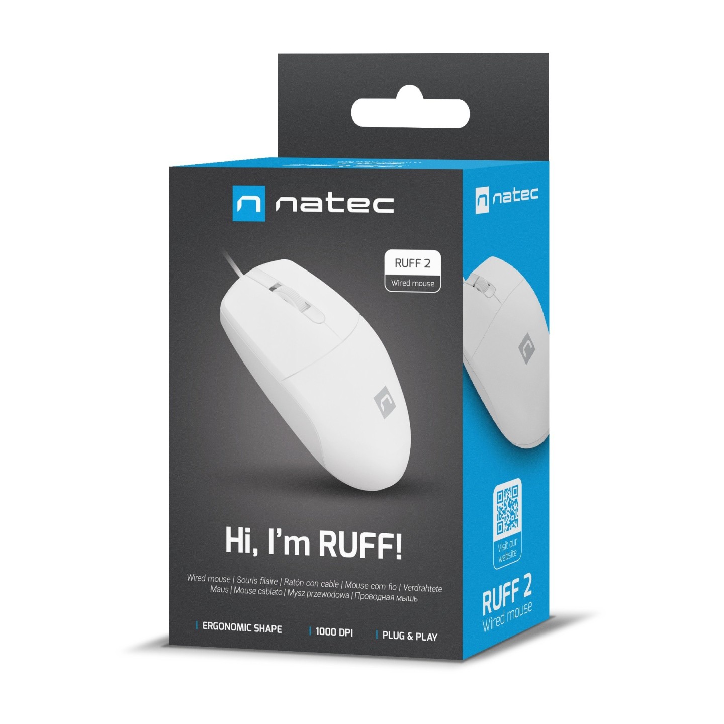 Natec Ruff 2 Wired Optical 1000 DPI Mouse White NMY-1988 (Boxed) — Buy in Cyprus with Fast Delivery