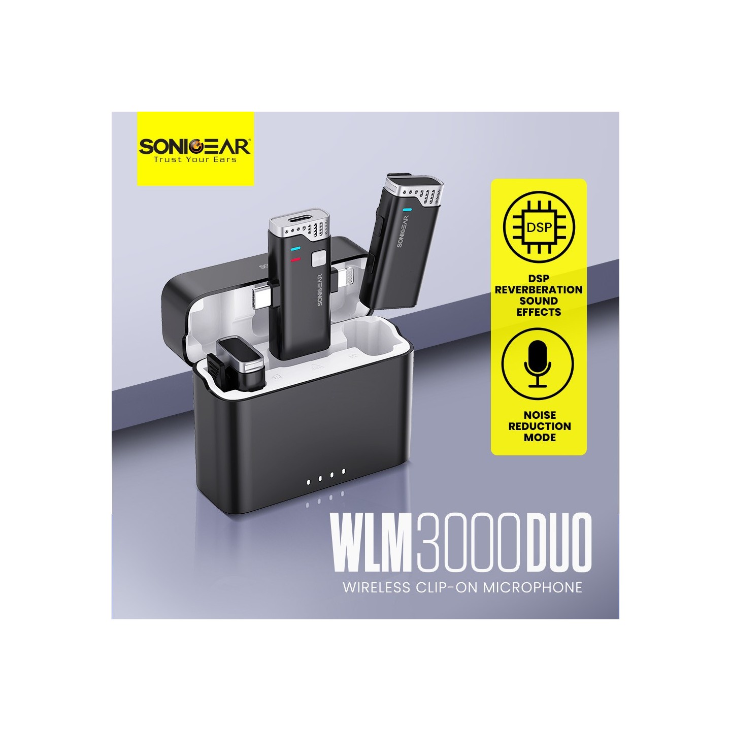 SonicGear WLM3000 Duo Wireless 2x Lavalier Clip-On Microphone (Boxed) — Buy in Cyprus with Fast Delivery