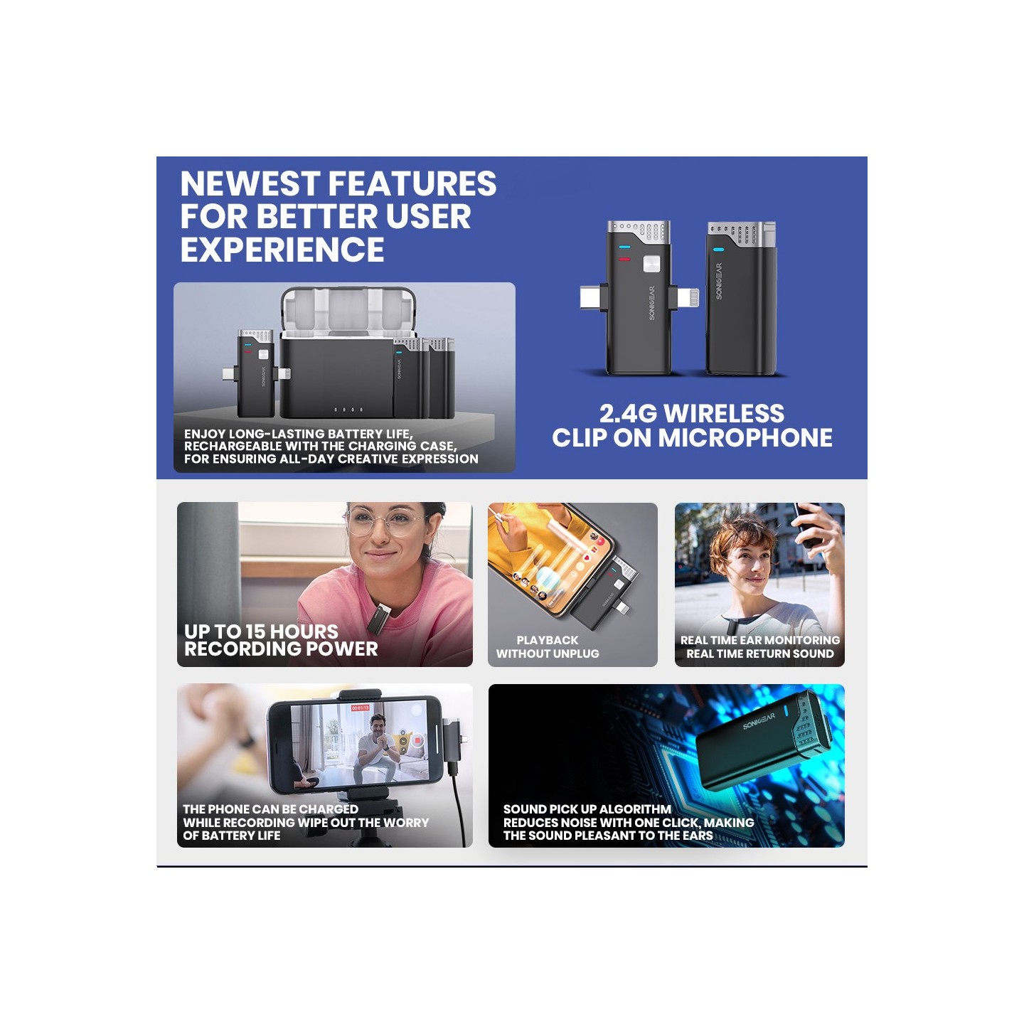 SonicGear WLM3000 Duo Wireless 2x Lavalier Clip-On Microphone (Boxed) — Buy in Cyprus with Fast Delivery