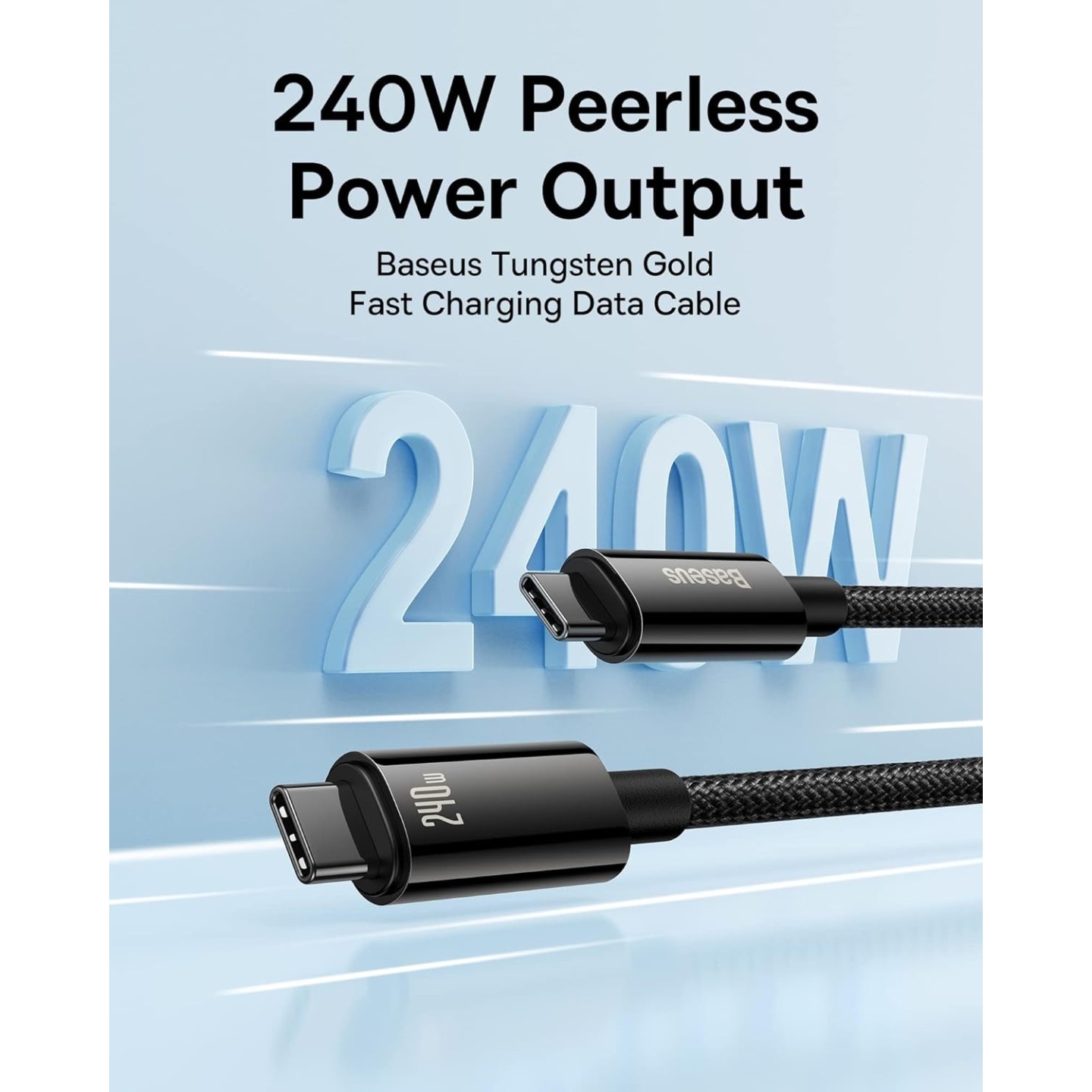 Baseus USB-C to USB-C 240W PD3.1 1m Tungsten Gold Black - CB000038 (Boxed) — Buy in Cyprus with Fast Delivery