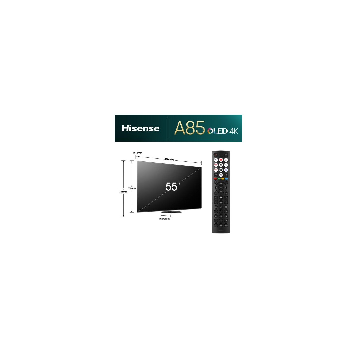 Hisense TV - 55A85N - 55'' 4K Smart OLED 120Hz TV — Buy in Cyprus with Fast Delivery