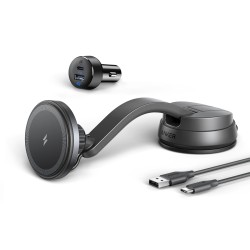 Buy Anker PowerWave Mag-Go Car Wireless Charging Kit - with 2-Port Car Charger &... in Cyprus, Nicosia, Limassol, Larnaka, Pafos