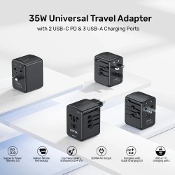 Buy Unitek Universal Travel Wall Charger - P1121A - 35W 2xUSB-C + 3xUSB-A in Cyprus, Nicosia, Limassol, Larnaka, Pafos