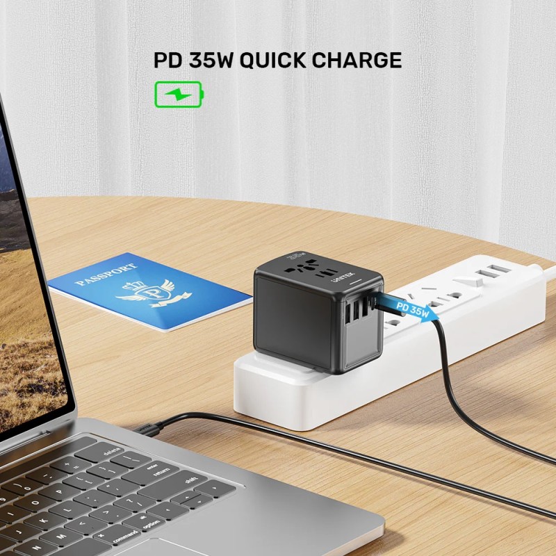 Buy Unitek Universal Travel Wall Charger - P1121A - 35W 2xUSB-C + 3xUSB-A in Cyprus, Nicosia, Limassol, Larnaka, Pafos
