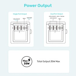Buy Unitek Universal Travel Wall Charger - P1121A - 35W 2xUSB-C + 3xUSB-A in Cyprus, Nicosia, Limassol, Larnaka, Pafos