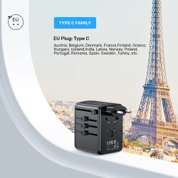 Buy Unitek Universal Travel Wall Charger - P1121A - 35W 2xUSB-C + 3xUSB-A in Cyprus, Nicosia, Limassol, Larnaka, Pafos