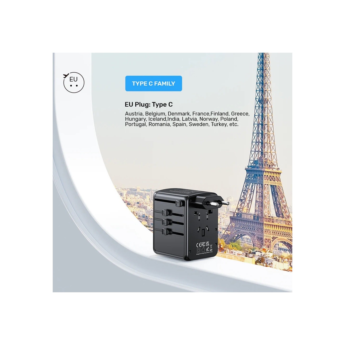 Unitek Universal Travel Wall Charger - P1121A - 35W 2xUSB-C + 3xUSB-A — Buy in Cyprus with Fast Delivery