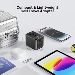 Buy Unitek Universal Travel Wall Charger - P1121A - 35W 2xUSB-C + 3xUSB-A in Cyprus, Nicosia, Limassol, Larnaka, Pafos