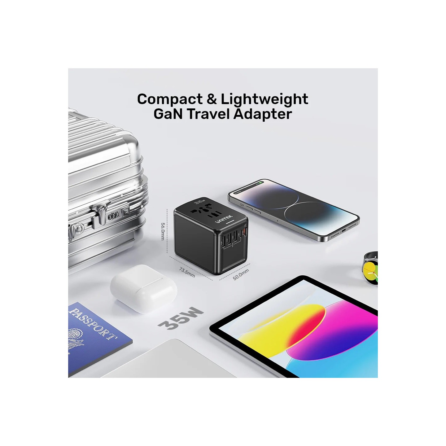 Unitek Universal Travel Wall Charger - P1121A - 35W 2xUSB-C + 3xUSB-A — Buy in Cyprus with Fast Delivery