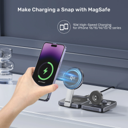 Buy Unitek Charge Wireless Qi2 15W Foldable 3-in-1 Charging Station - P1300A - W... in Cyprus, Nicosia, Limassol, Larnaka, Pafos