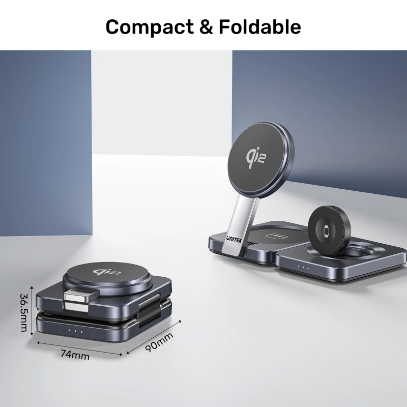 Buy Unitek Charge Wireless Qi2 15W Foldable 3-in-1 Charging Station - P1300A - W... in Cyprus, Nicosia, Limassol, Larnaka, Pafos