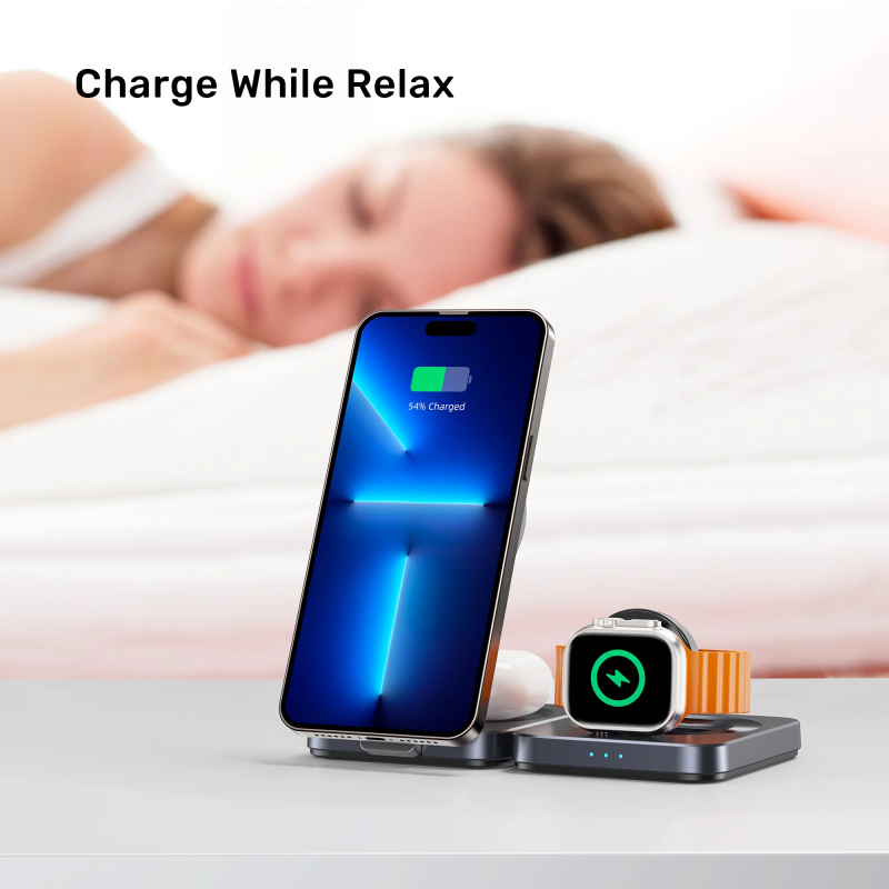 Buy Unitek Charge Wireless Qi2 15W Foldable 3-in-1 Charging Station - P1300A - W... in Cyprus, Nicosia, Limassol, Larnaka, Pafos