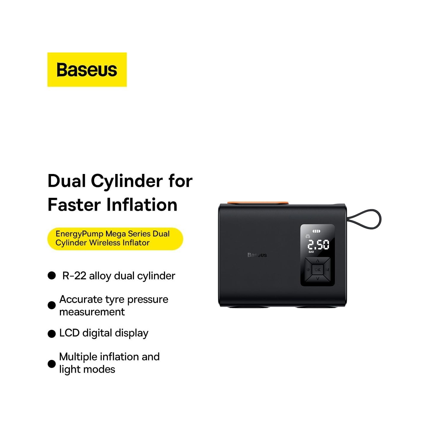 Baseus Car Inflator Pump - Wireless MEGA ENERGY — Buy in Cyprus with Fast Delivery