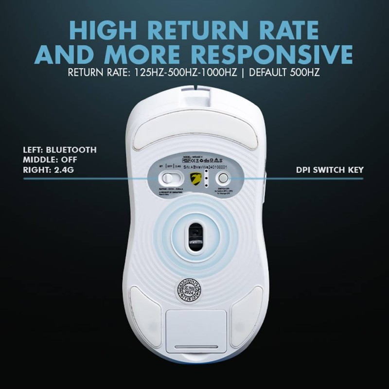 Buy Armaggeddon Gaming Mouse - MIRAGE-V - Wired+2.4G+BT Recharge 5B White in Cyprus, Nicosia, Limassol, Larnaka, Pafos