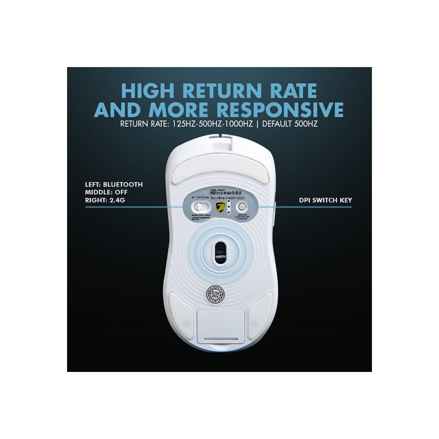 Armaggeddon Mirage V Wired+2.4G+BT Rechargeable 10000 CPI Gaming Mouse White (Boxed) — Buy in Cyprus with Fast Delivery