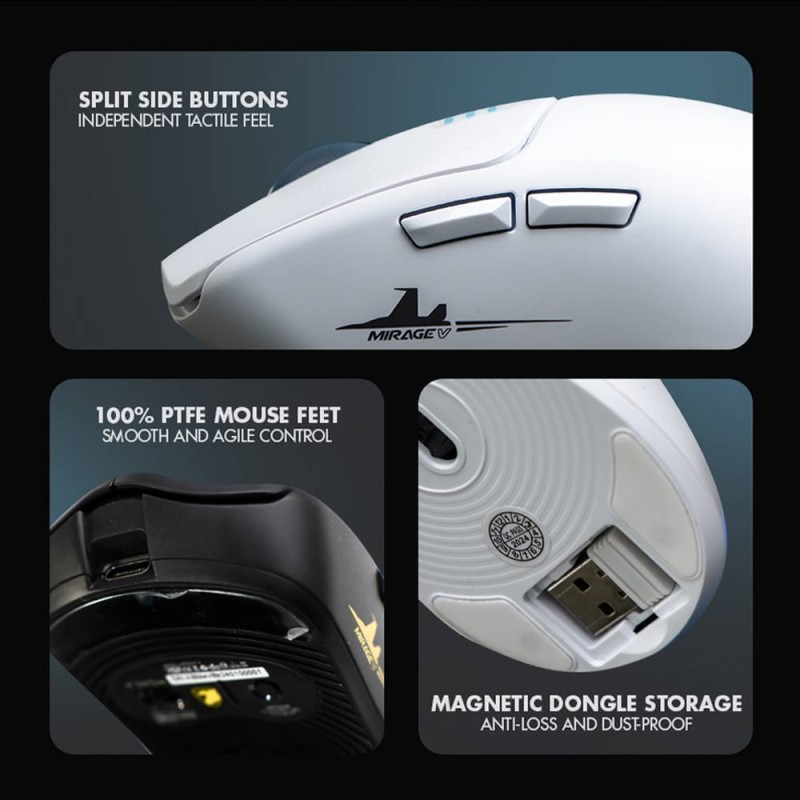 Buy Armaggeddon Gaming Mouse - MIRAGE-V - Wired+2.4G+BT Recharge 5B White in Cyprus, Nicosia, Limassol, Larnaka, Pafos