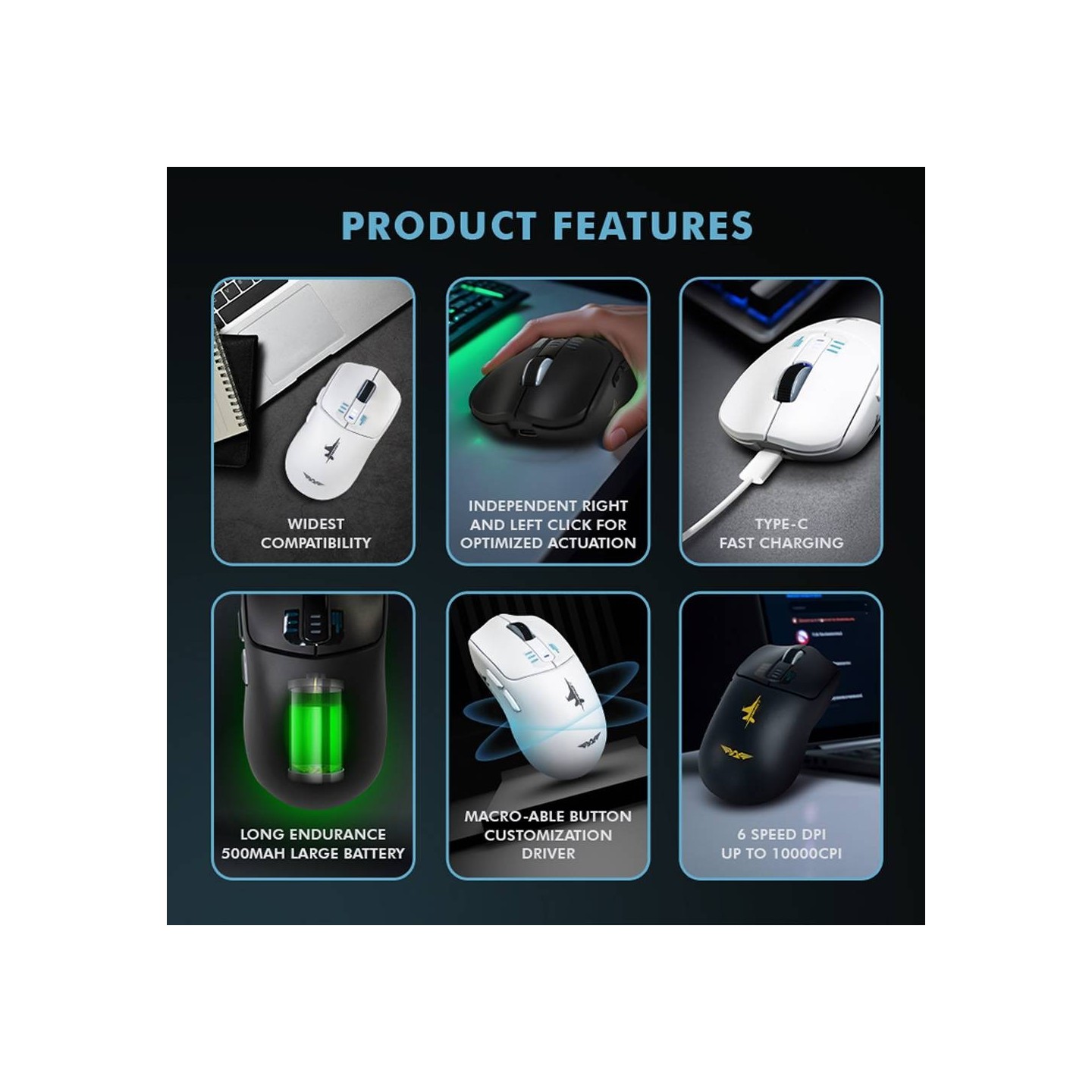 Armaggeddon Mirage V Wired+2.4G+BT Rechargeable 10000 CPI Gaming Mouse White (Boxed) — Buy in Cyprus with Fast Delivery