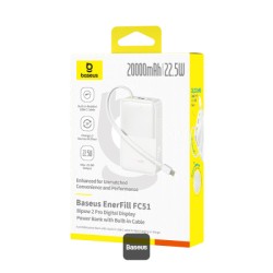 Buy Baseus Powerbank 22.5W 20000mAh + Display EnerFill Bipow2 Pro White - FC51 -... in Cyprus, Nicosia, Limassol, Larnaka, Pafos