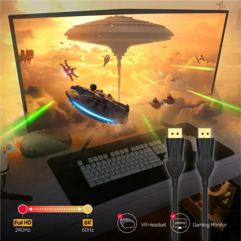 Buy Unitek DisplayPort Cable - C1624BK-3M - DisplayPort 1.4 Cable 8K 60Hz 3.0m in Cyprus, Nicosia, Limassol, Larnaka, Pafos