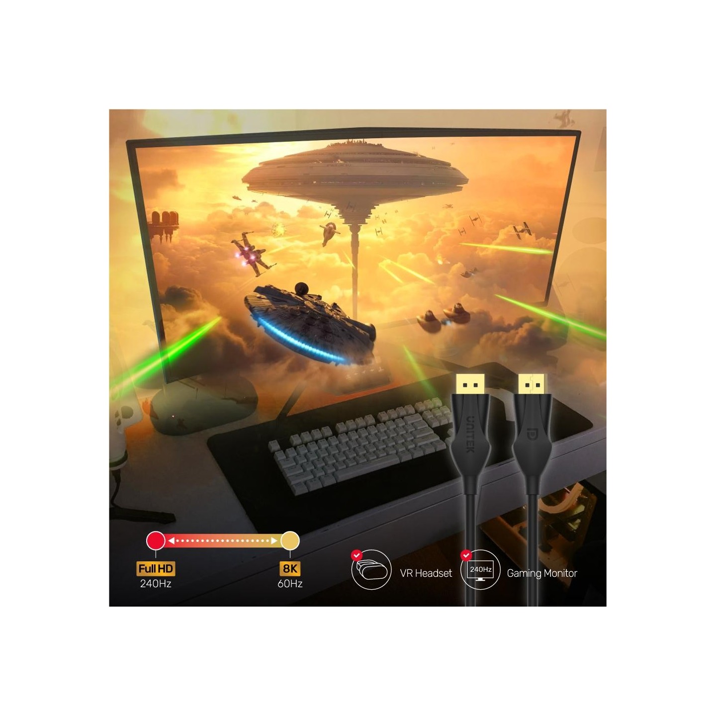 Unitek DisplayPort Cable - C1624BK-3M - DisplayPort 1.4 Cable 8K 60Hz 3.0m — Buy in Cyprus with Fast Delivery