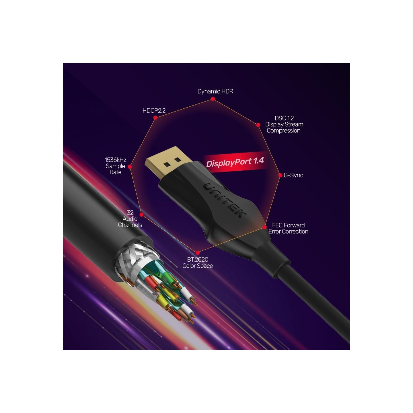 Unitek DisplayPort Cable - C1624BK-3M - DisplayPort 1.4 Cable 8K 60Hz 3.0m — Buy in Cyprus with Fast Delivery