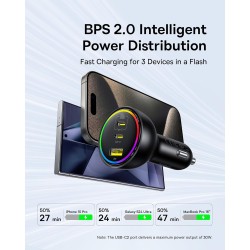 Buy Baseus Car Charger - 152.5W 2C + 1U incl 100W Cable in Cyprus, Nicosia, Limassol, Larnaka, Pafos