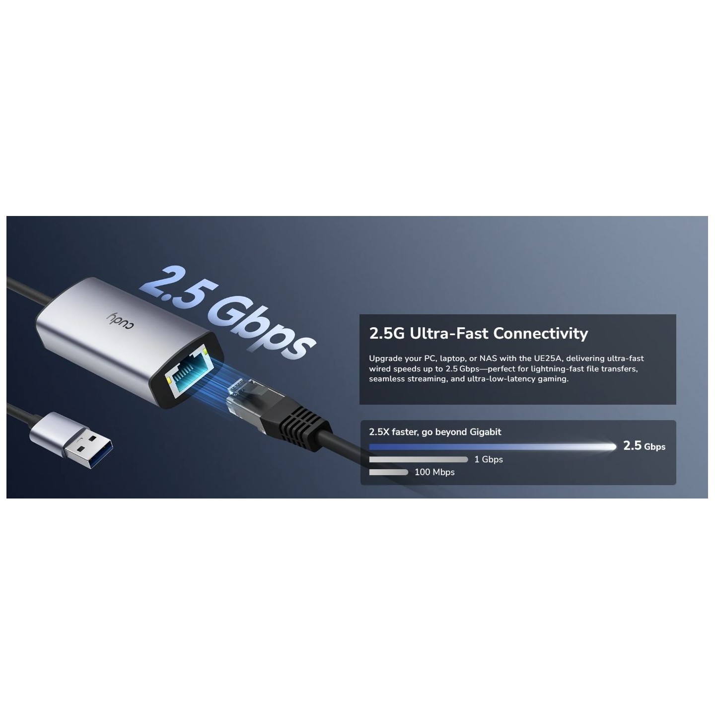 Cudy Converter - UE25A - USB-A to 2.5Gbe LAN Aluminium — Buy in Cyprus with Fast Delivery