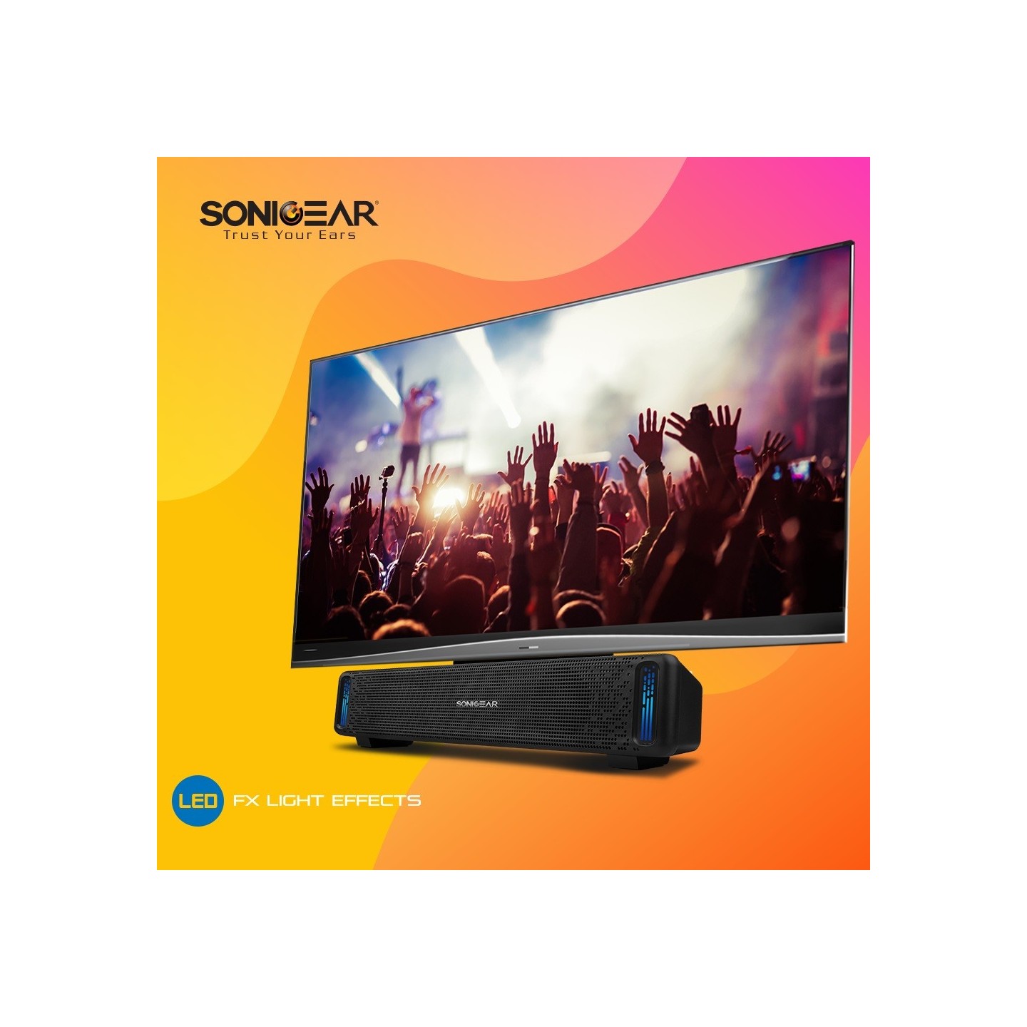 SonicGear SONICBAR USB RGB Soundbar Black - U200 - USB RGB Soundbar Black — Buy in Cyprus with Fast Delivery