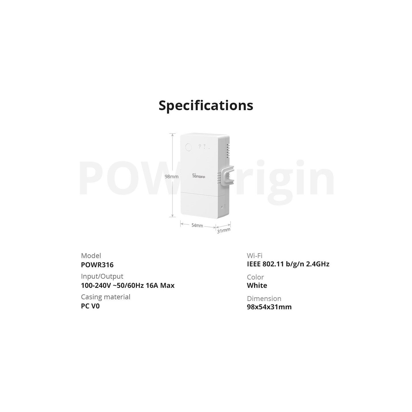 Sonoff WiFi Smart Switch POW Origin Smart Power Meter - POWR3 - 16A — Buy in Cyprus with Fast Delivery