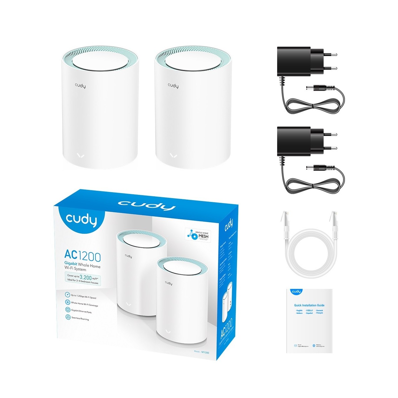 Cudy M1300 – AC1200 Dual Band Gigabit Mesh Wi-Fi 2-Pack | Armenius Store