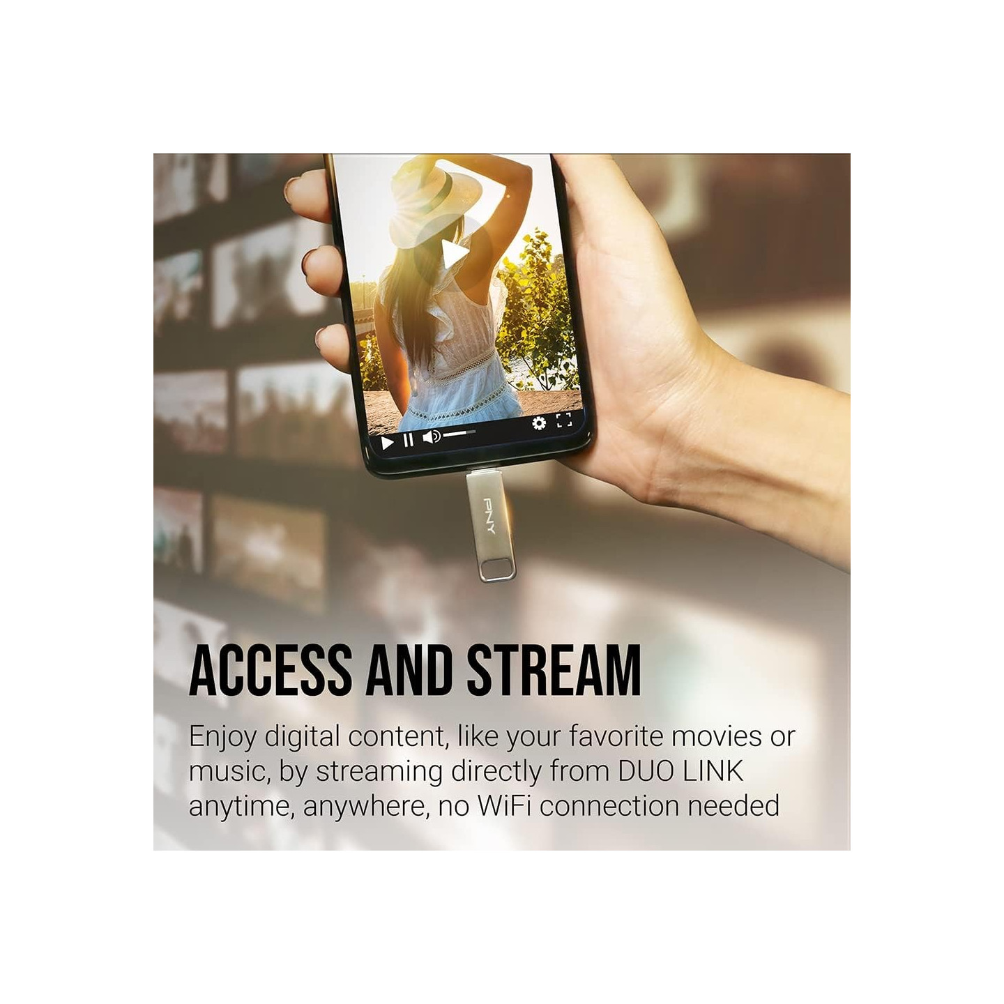 PNY Flash Drive Duo Link USB 3.2 Dual Connector OTG Capless Swivel 256GB Black FDI256DULINKTYC