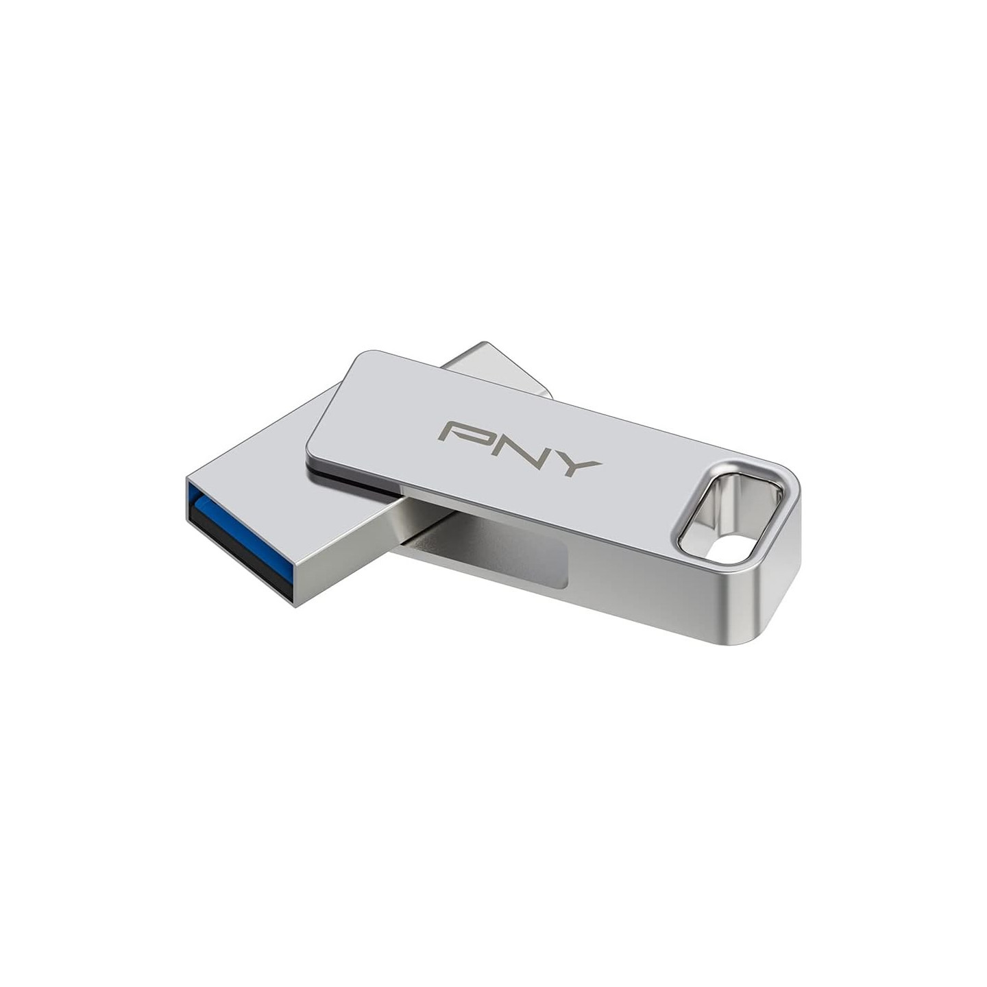 PNY Flash Drive Duo Link USB 3.2 Dual Connector OTG Capless Swivel 256GB Black FDI256DULINKTYC