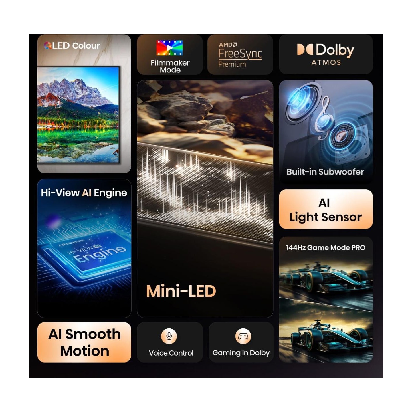 Hisense TV - 75E8Q - 75'' 4K Smart QLED MINI LED 144hz TV — Buy in Cyprus with Fast Delivery