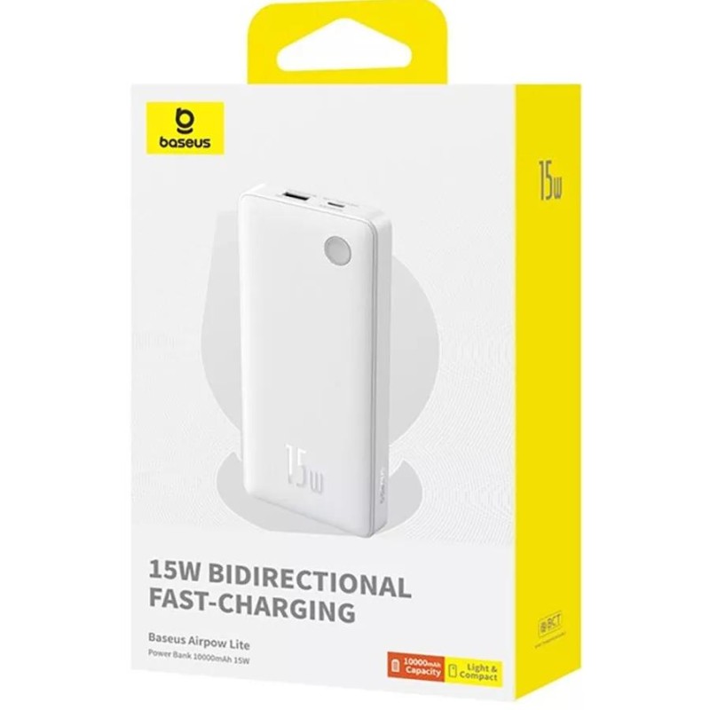 Buy Baseus Powerbank - 15W 10000mAh Airpow Lite White in Cyprus, Nicosia, Limassol, Larnaka, Pafos