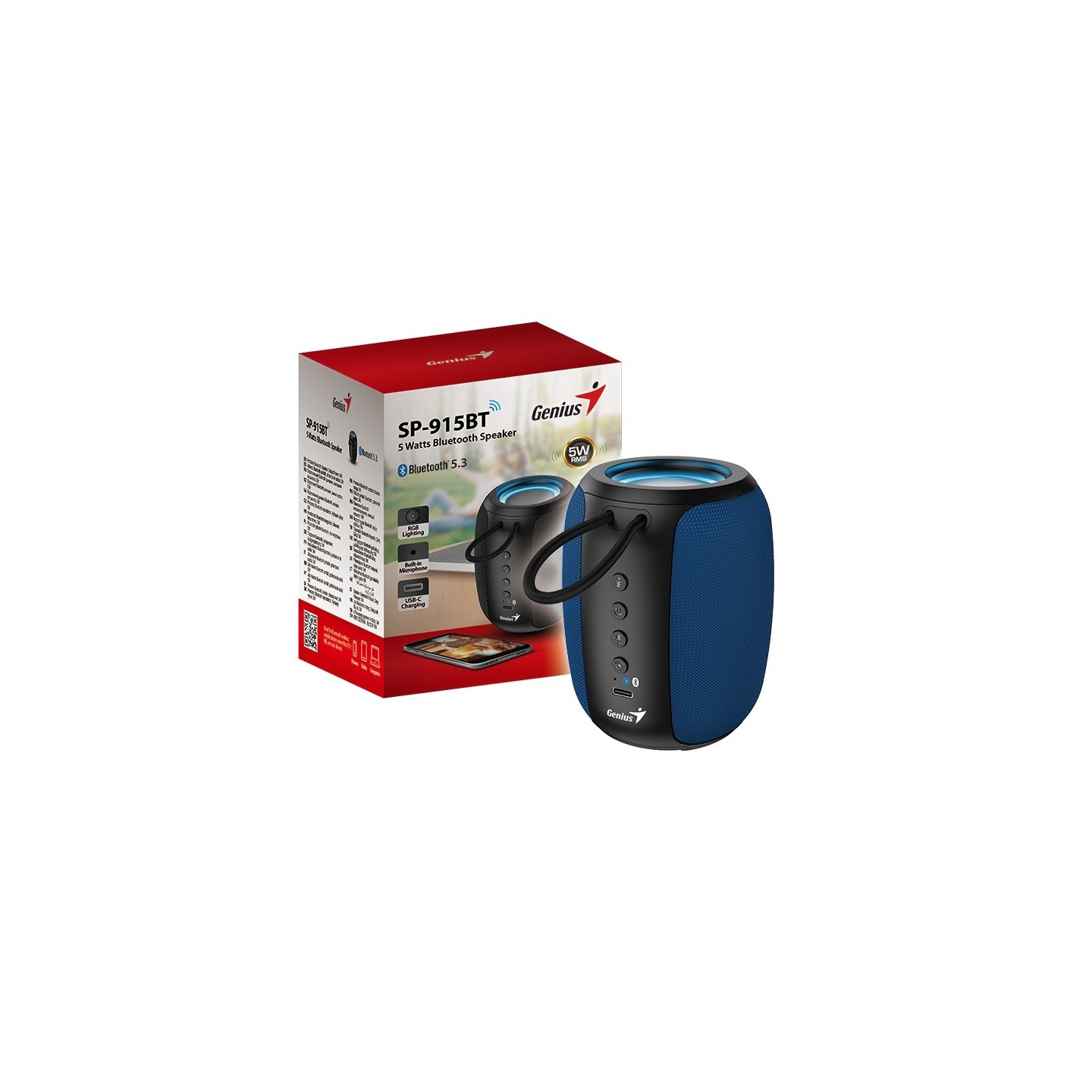 Genius Mobile Speaker Portable - SP-915BT - BT 5W Blue — Buy in Cyprus with Fast Delivery